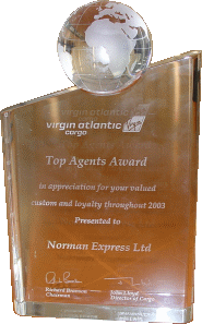 Virgin Atlantic Cargo Top Agents Award 2003